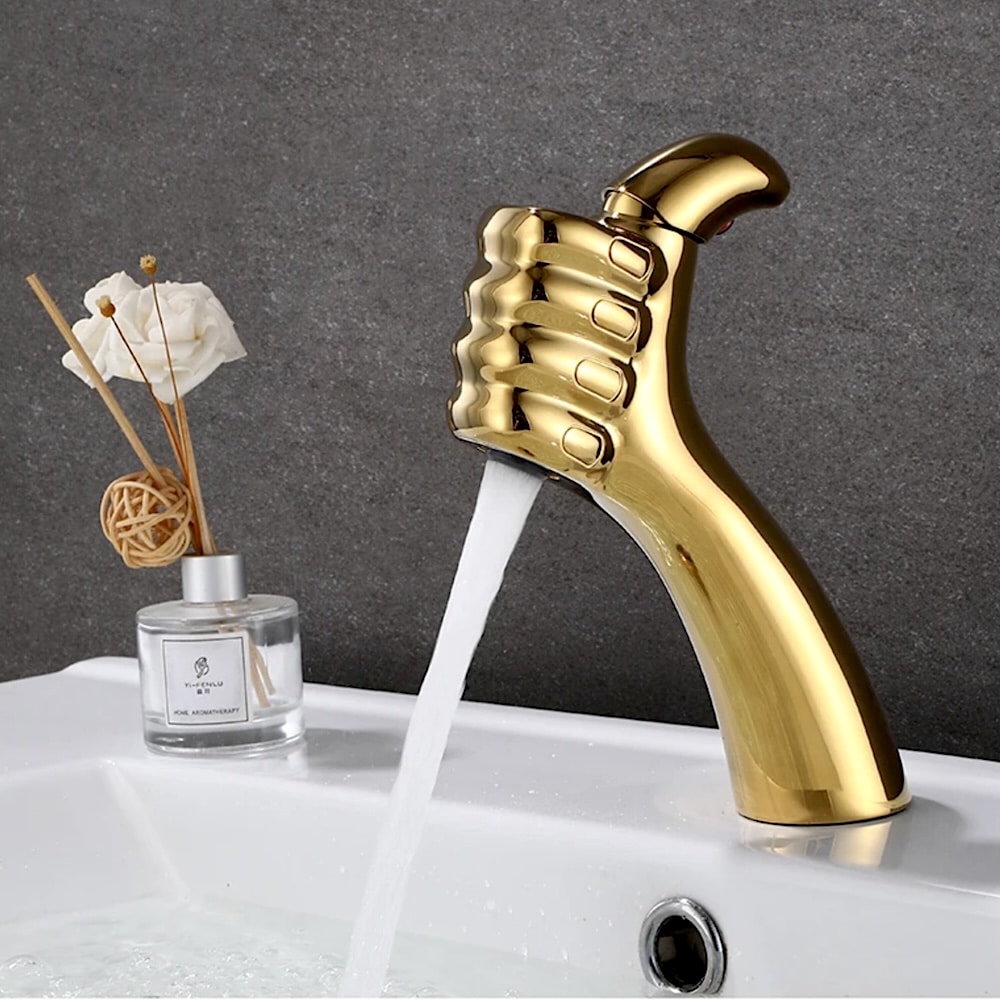 Unique Design “Thumbs Up” Bathroom Basin Faucet  -  Gold Water Taps & Faucets