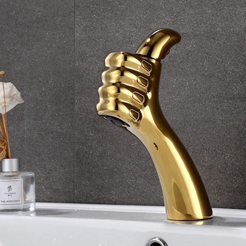 Unique Design “Thumbs Up” Bathroom Basin Faucet  -  Gold Water Taps & Faucets
