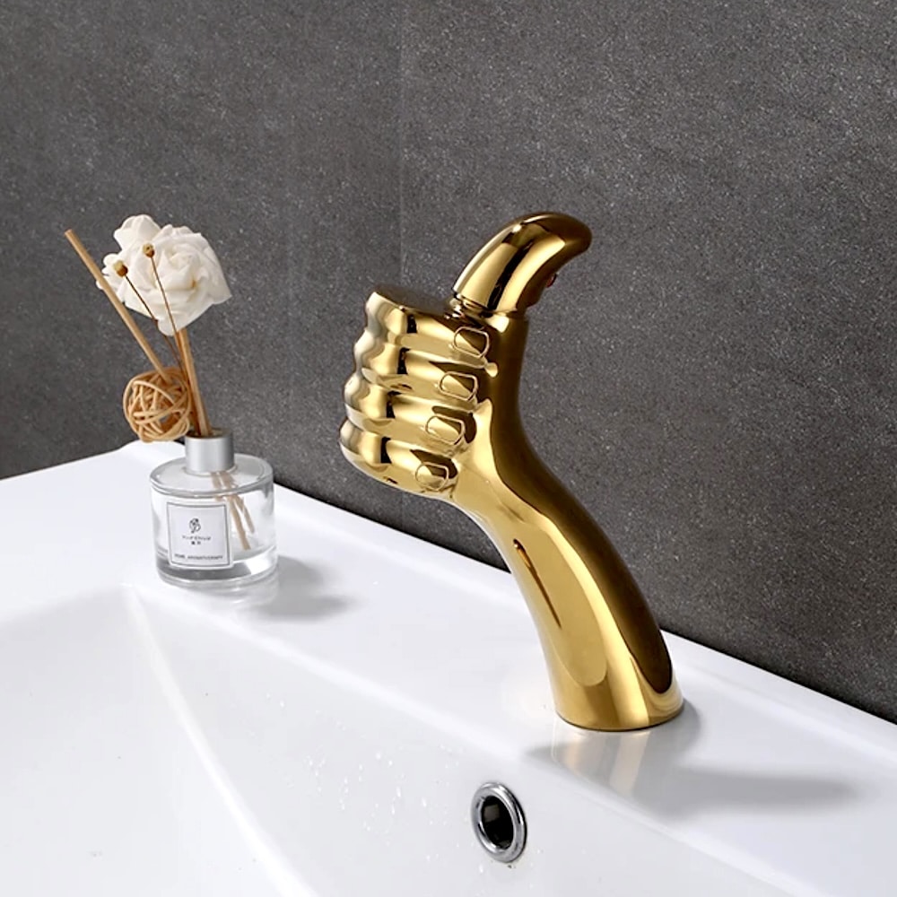 Unique Design “Thumbs Up” Bathroom Basin Faucet  -  Gold Water Taps & Faucets