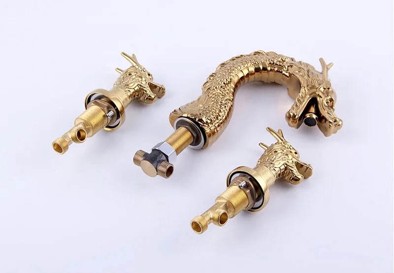 Luxury Gold Dragon Dual Handle Bathroom Faucet  -  Water Taps & Faucets