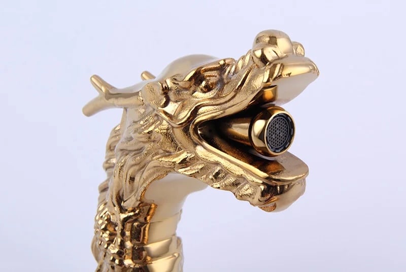 Luxury Gold Dragon Dual Handle Bathroom Faucet  -  Water Taps & Faucets