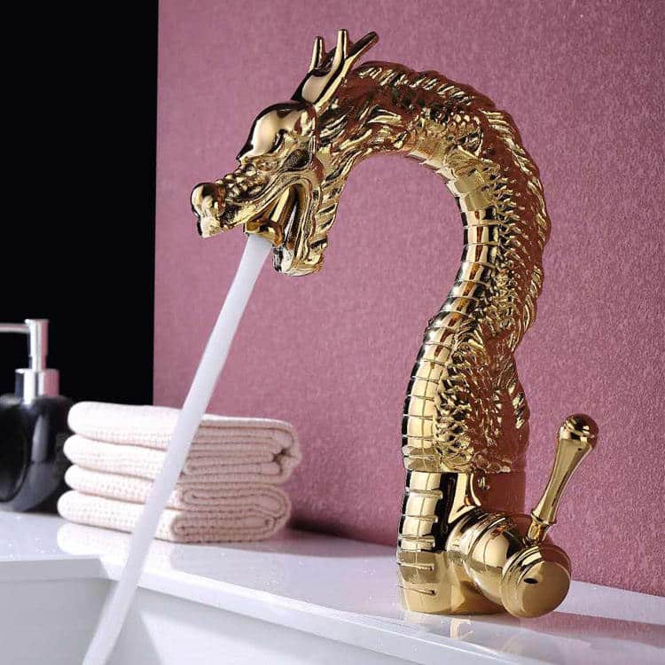 Single Handle Gold Dragon Faucet for Bathroom Vanity or Basin  -  Gold Water Taps & Faucets