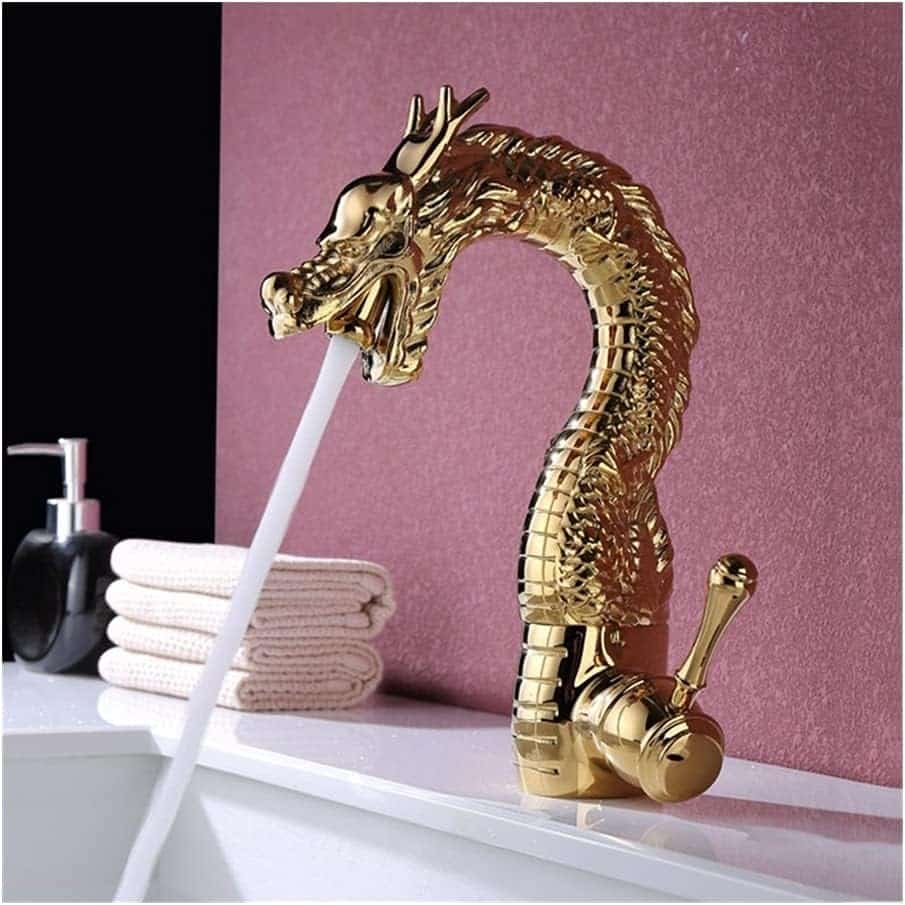 Single Handle Gold Dragon Faucet for Bathroom Vanity or Basin  -  Gold Water Taps & Faucets