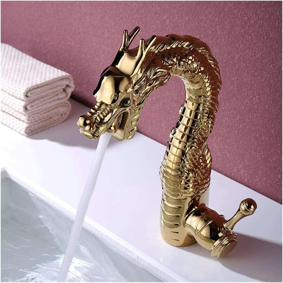 Single Handle Gold Dragon Faucet for Bathroom Vanity or Basin  -  Gold Water Taps & Faucets