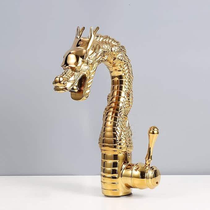 Single Handle Gold Dragon Faucet for Bathroom Vanity or Basin  -  Gold Water Taps & Faucets