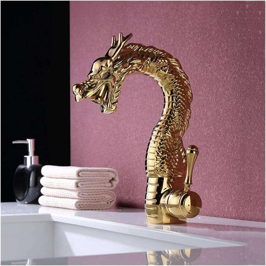 Single Handle Gold Dragon Faucet for Bathroom Vanity or Basin  -  Gold Water Taps & Faucets