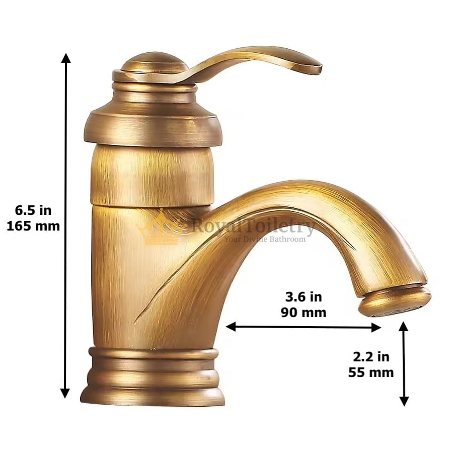 Heritage Brushed Antique Bronze Bathroom Basin Faucet Measurements
