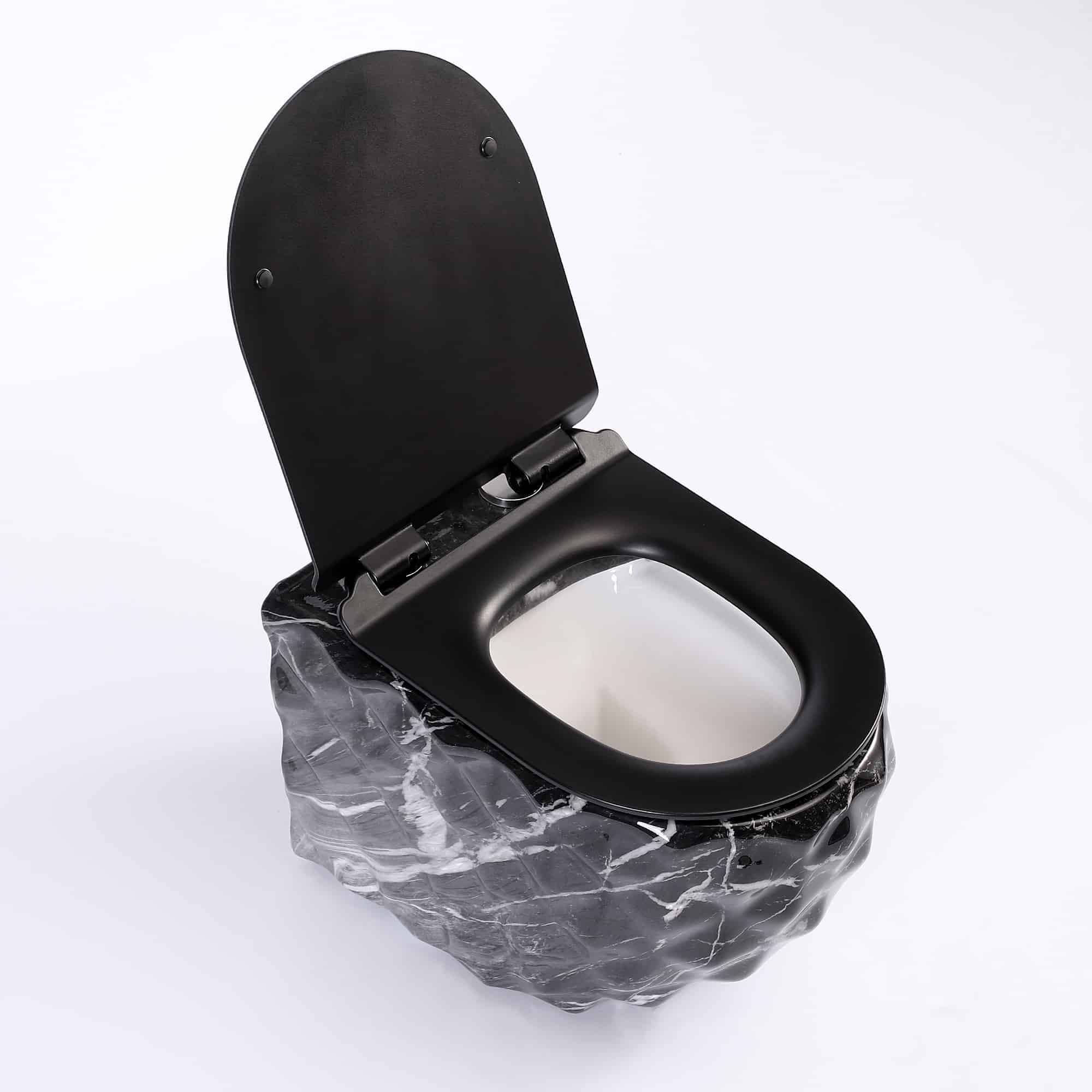 Luxury Black Marble Wall-Mounted Toilet with Diamond Geometric Design  -  Black Toilets