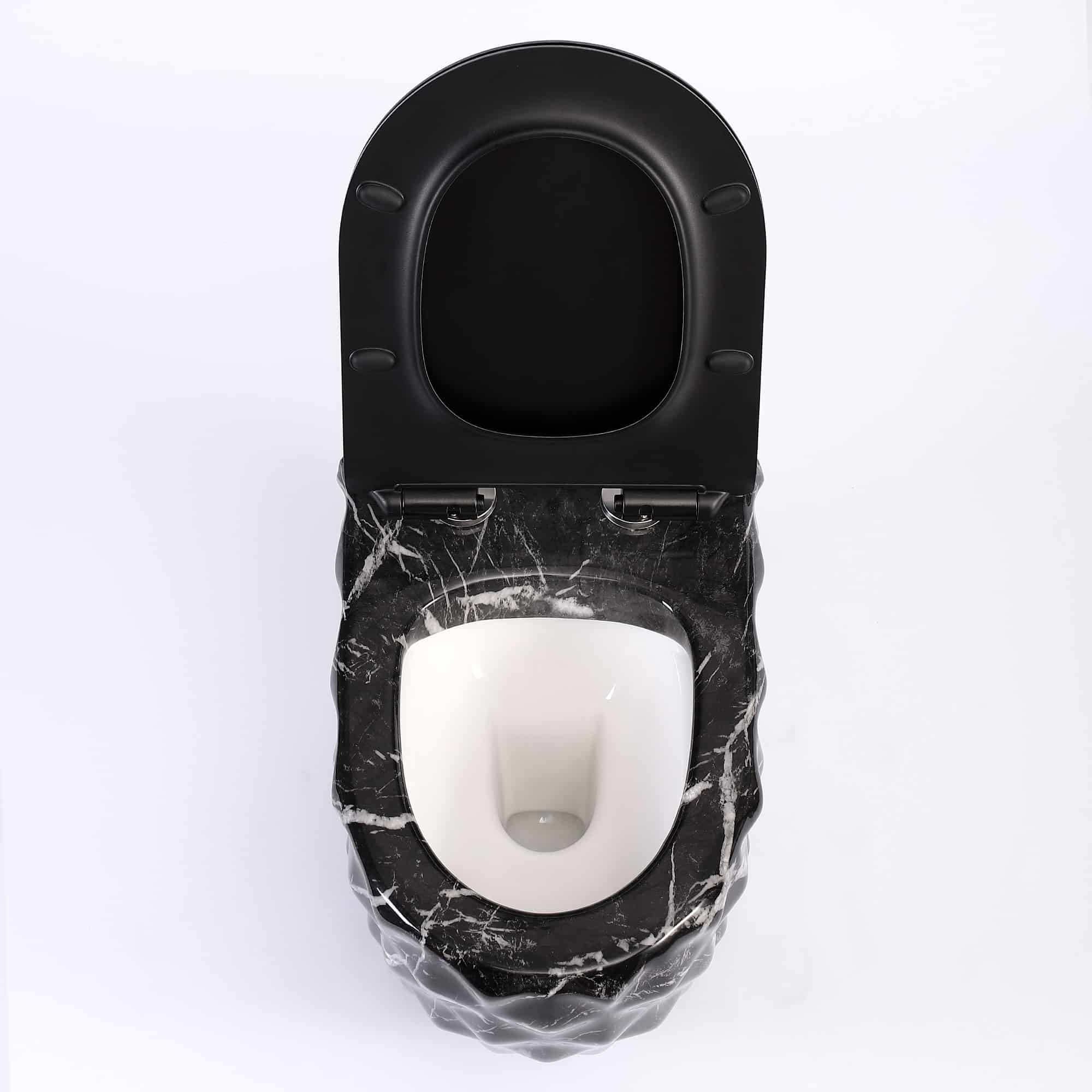 Luxury Black Marble Wall-Mounted Toilet with Diamond Geometric Design  -  Black Toilets