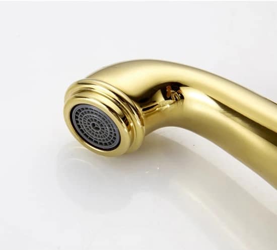 Luxury Gold Bathroom Faucet with White Ceramic Body & Crystals  -  Gold Water Taps & Faucets