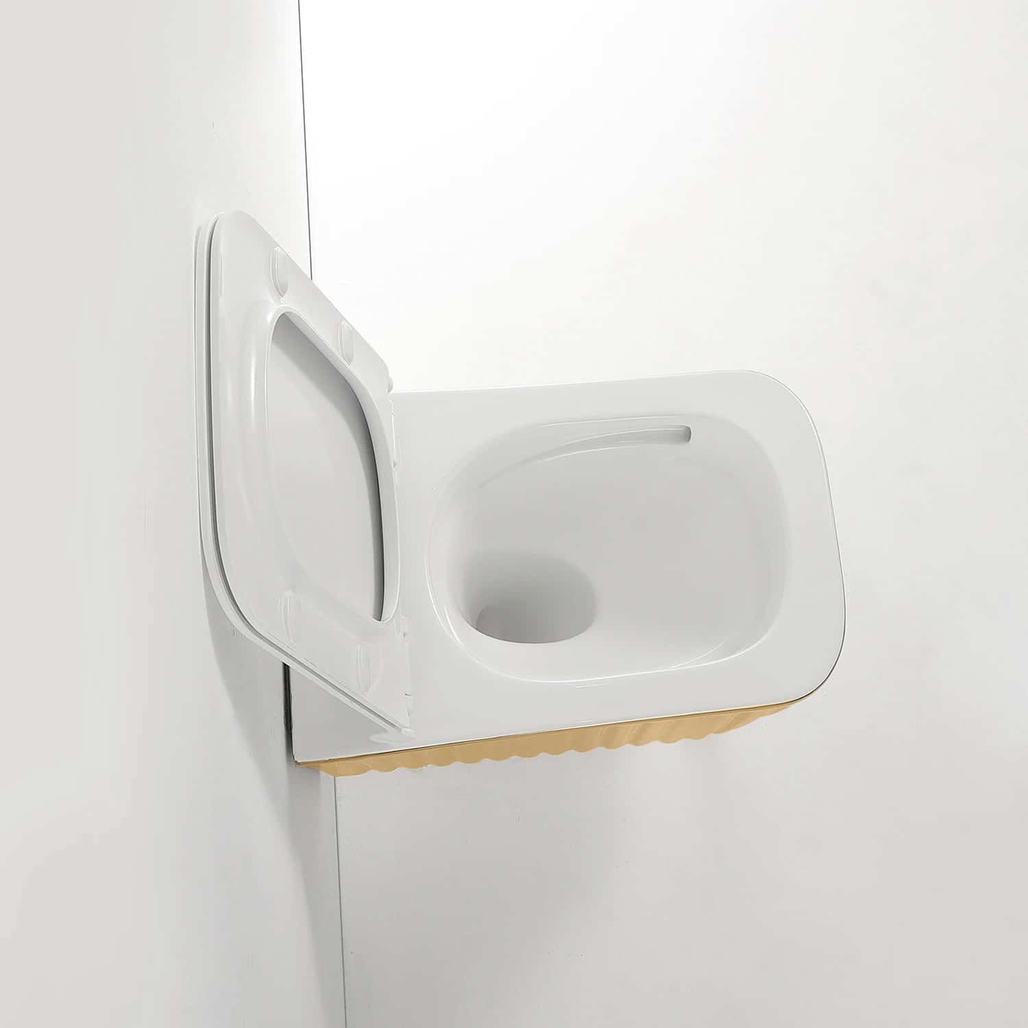 Luxury Gold Wall-Mounted Toilet With Ribbed Design  -  Gold Toilets