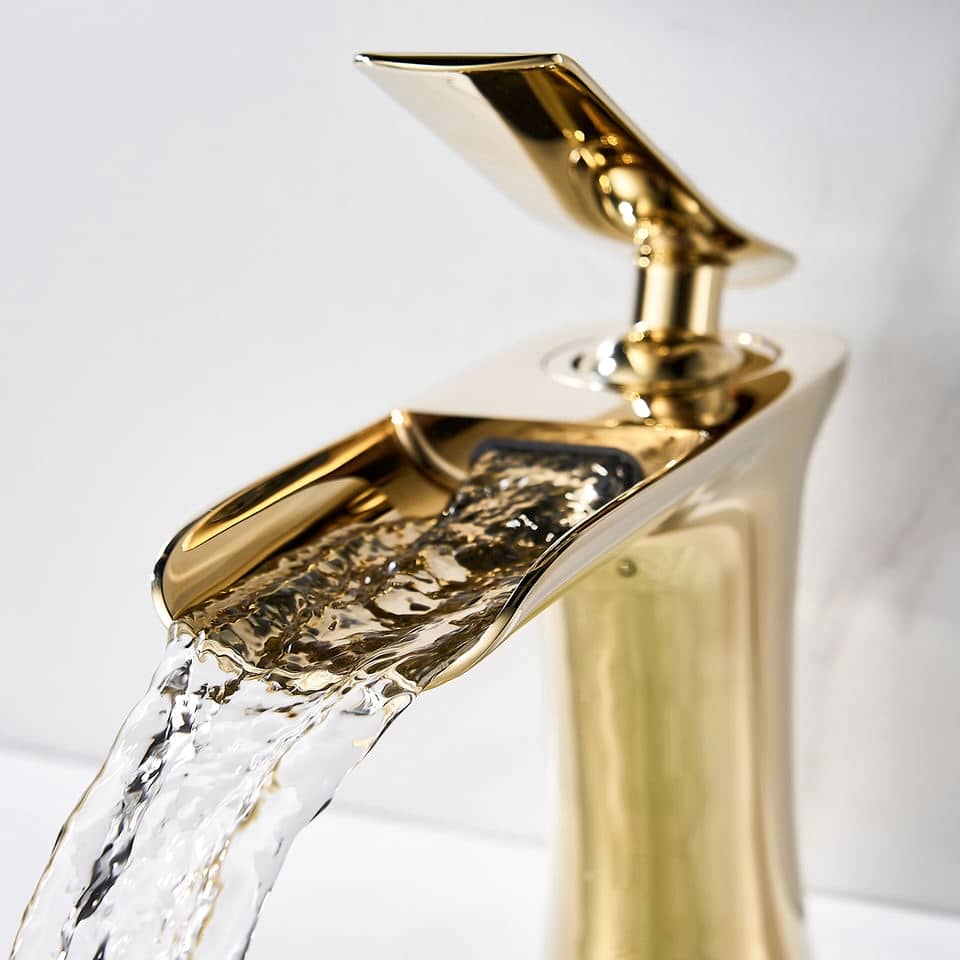 Luxury Gold Waterfall Bathroom Faucet  -  Water Taps & Faucets
