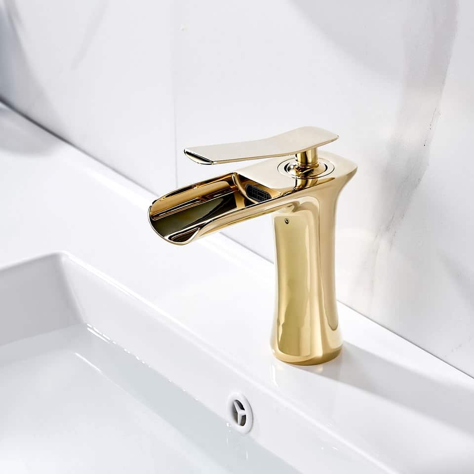 Luxury Gold Waterfall Bathroom Faucet  -  Water Taps & Faucets
