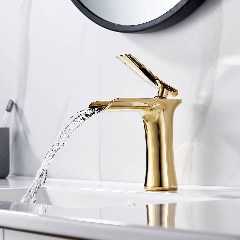 Luxury Gold Waterfall Bathroom Faucet  -  Water Taps & Faucets