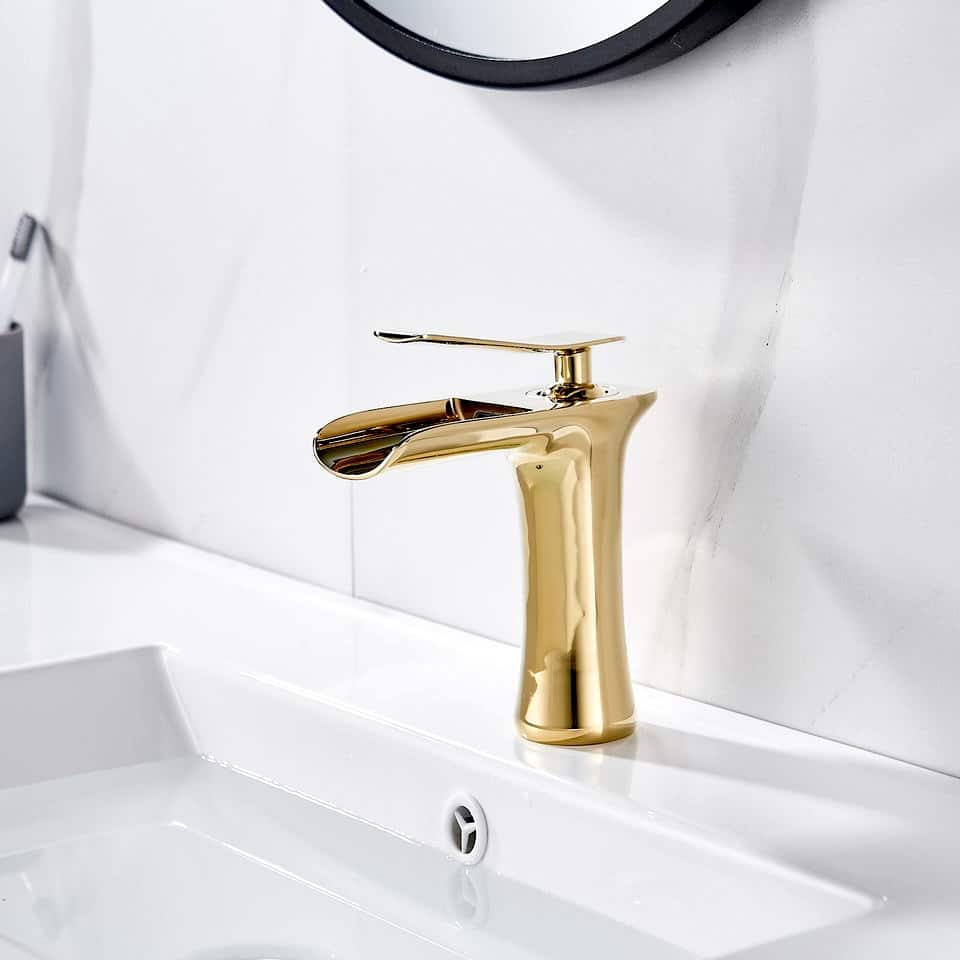 Luxury Gold Waterfall Bathroom Faucet  -  Water Taps & Faucets
