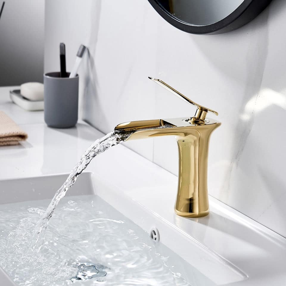 Luxury Gold Waterfall Bathroom Faucet  -  Water Taps & Faucets