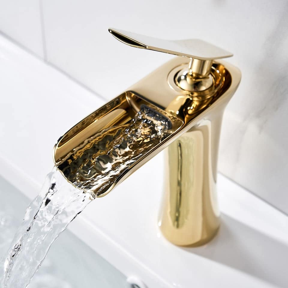 Luxury Gold Waterfall Bathroom Faucet  -  Water Taps & Faucets