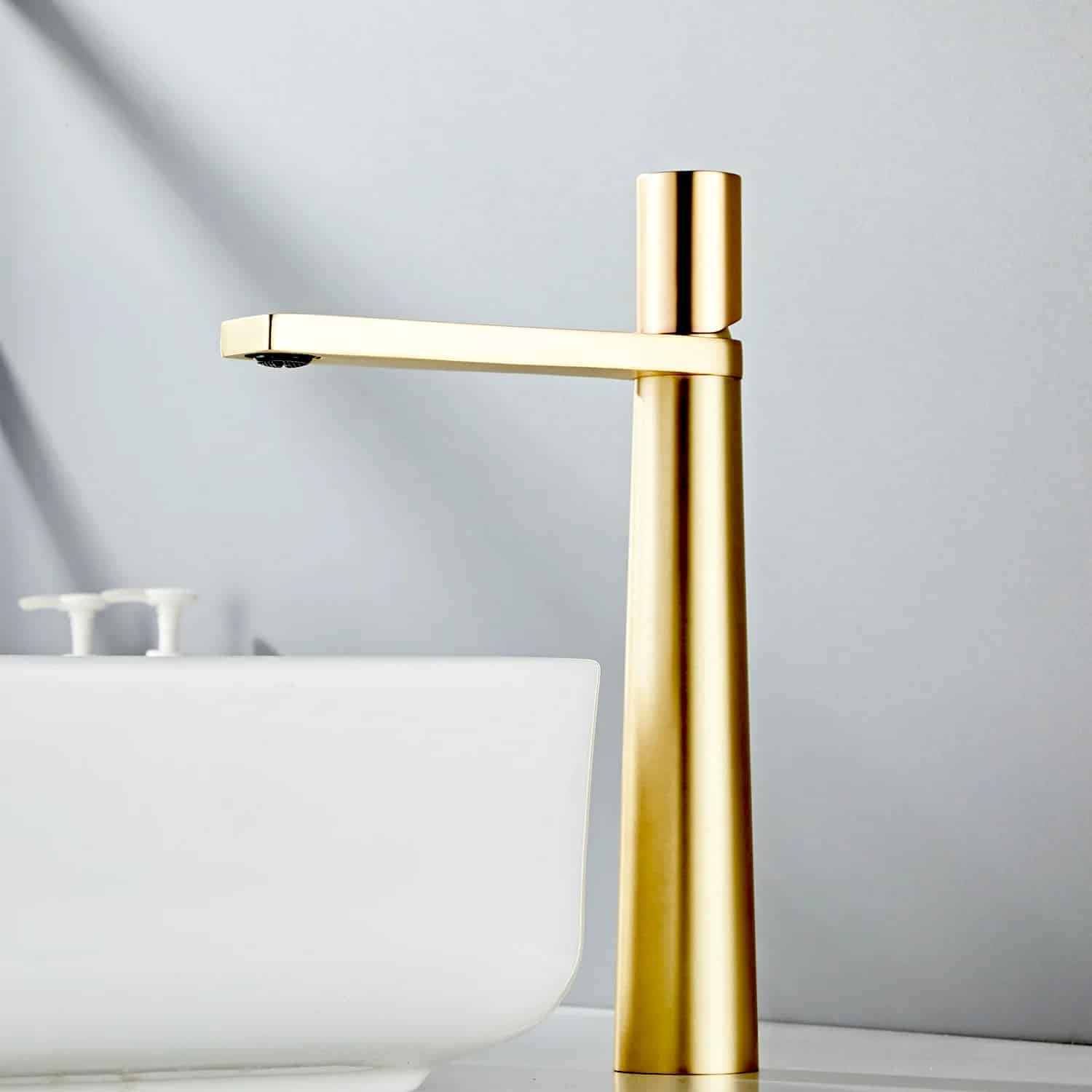 Luxury Tall Brushed Gold Bathroom Faucet  -  Water Taps & Faucets