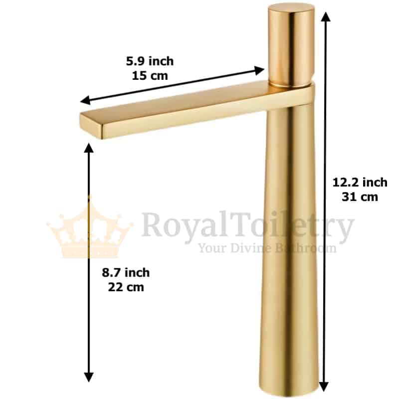 Luxury Tall Brushed Gold Bathroom Faucet Measurements