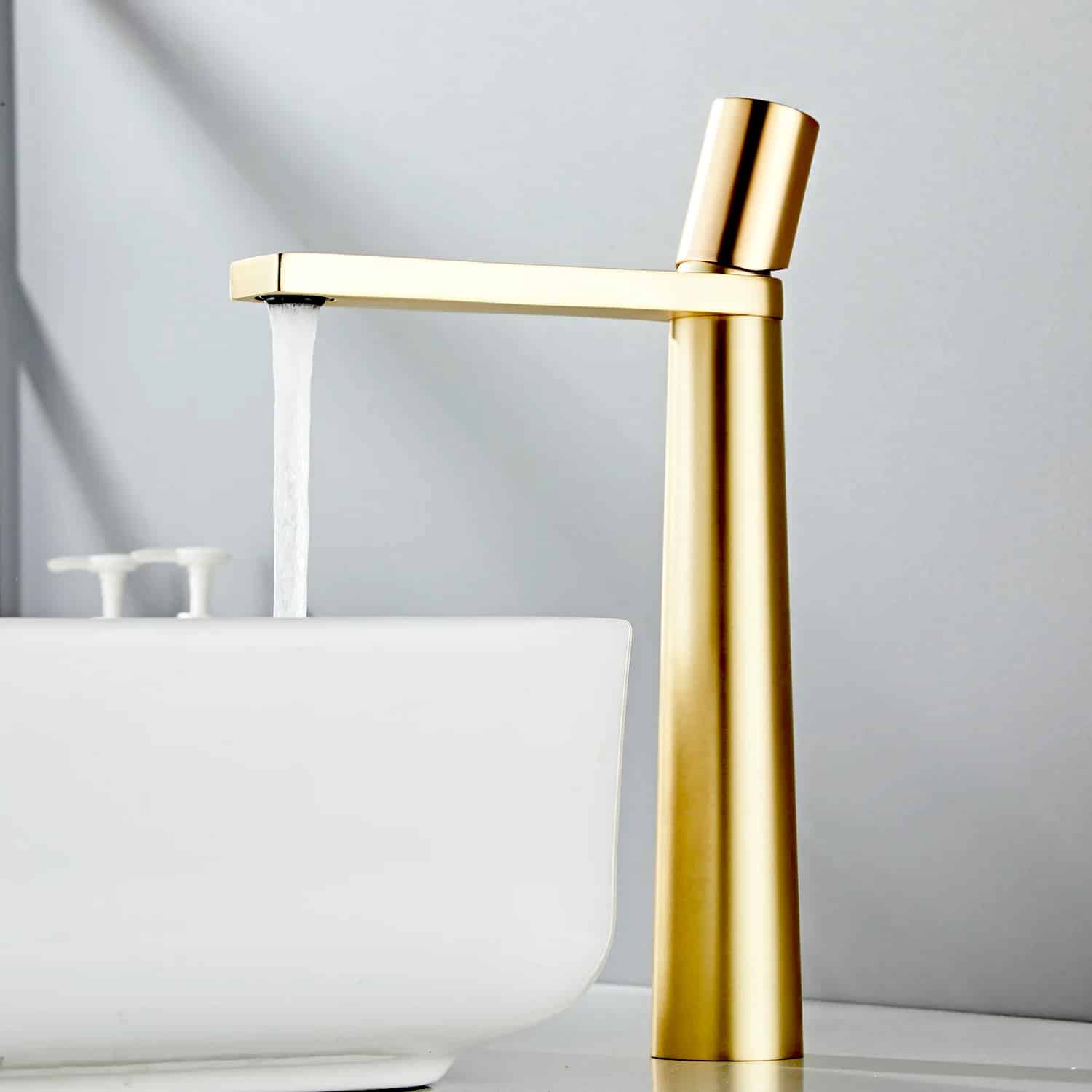 Luxury Tall Brushed Gold Bathroom Faucet  -  Water Taps & Faucets