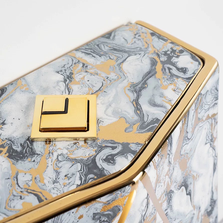 Angular Grey & Gold Marble Toilet  -  Gold Toilets