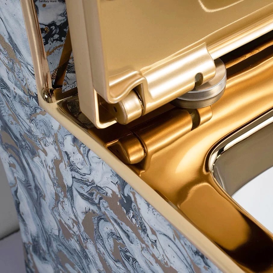 Angular Grey & Gold Marble Toilet  -  Gold Toilets