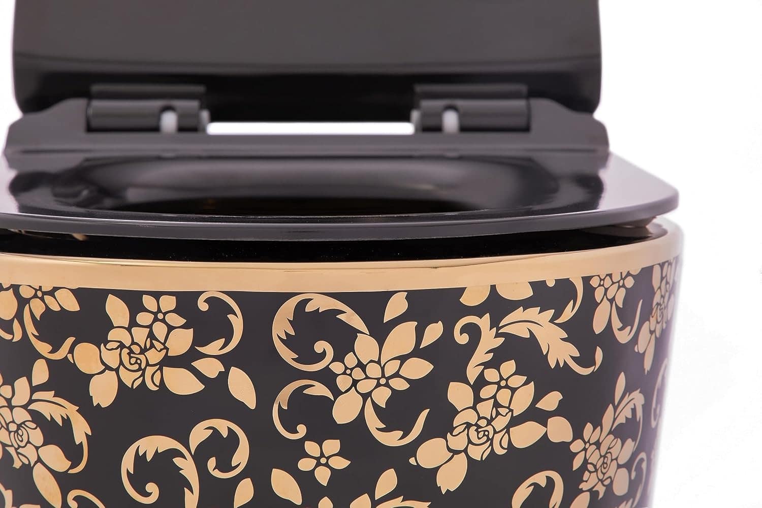 Modern Black and Gold Wall-Mounted Toilet  -  Black Toilets