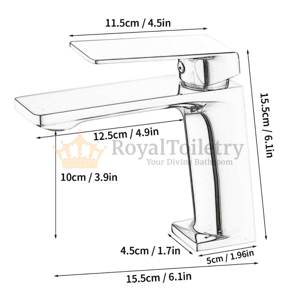 Modern Luxury Gold-Plated Single-Handle Bathroom Faucet Measurements