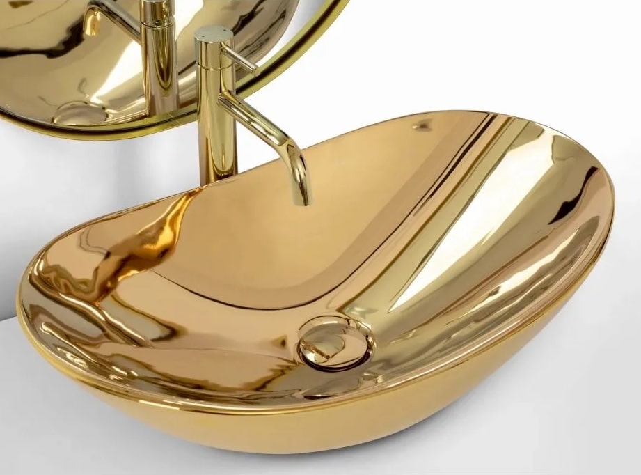 Oval Full Gold Luxury Countertop Basin  -  Gold Bathroom Basins / Sinks