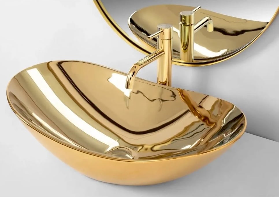 Oval Full Gold Luxury Countertop Basin  -  Gold Bathroom Basins / Sinks