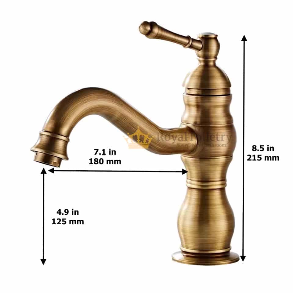 Vintage Arc Brushed Antique Bronze Basin Faucet Measrements