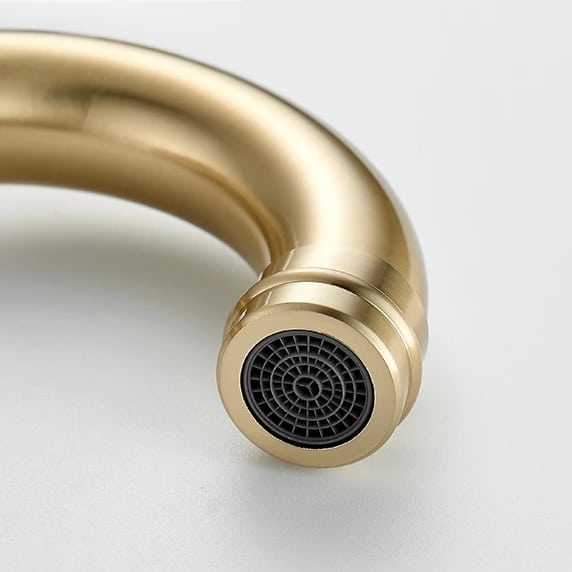 Vintage Charm Brushed Gold Bathroom Faucet with Ceramic Handle  -  Water Taps & Faucets