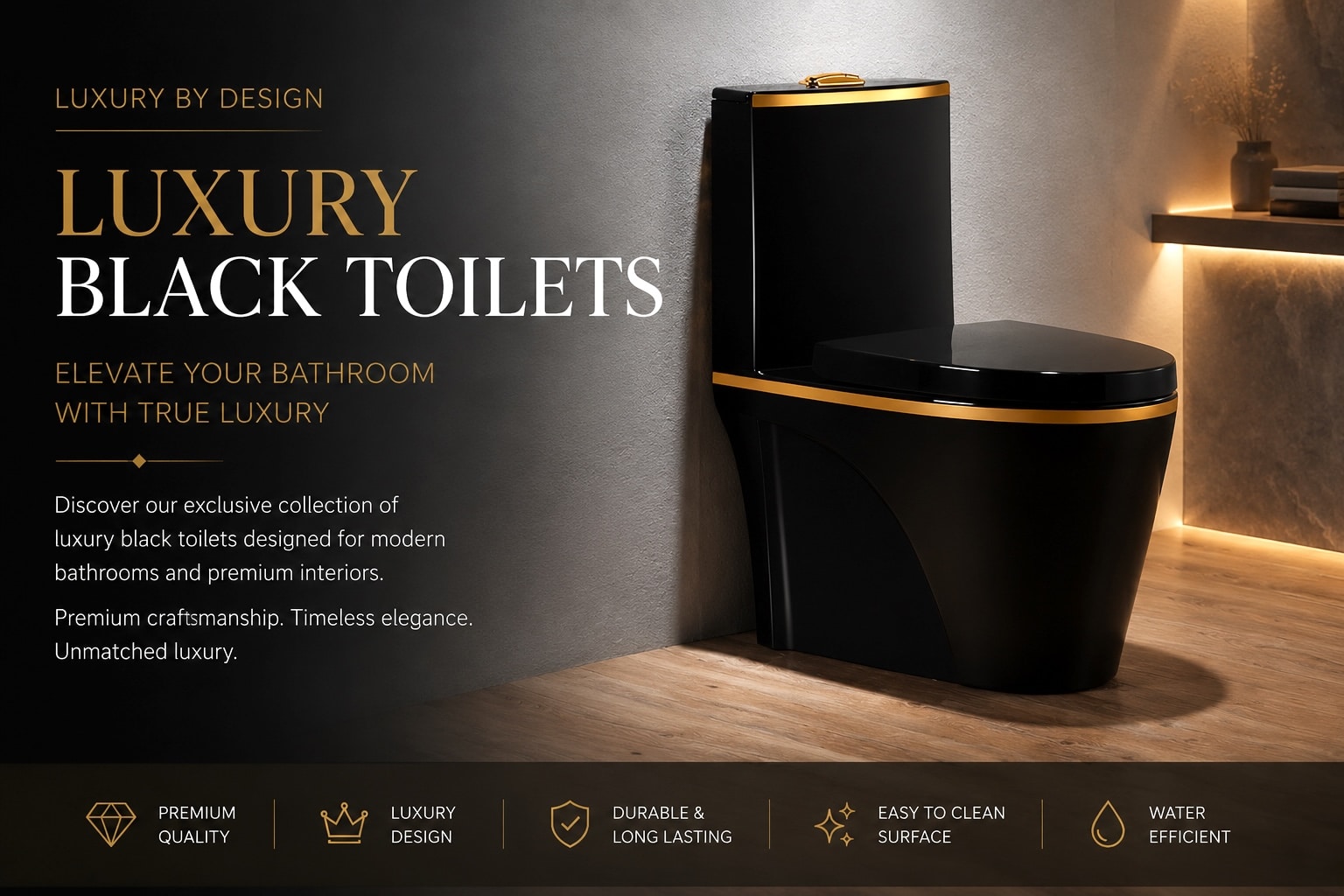 Luxury black toilets by Royal Toiletry