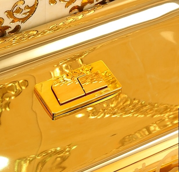 Luxury Design Low-Profile Gold Toilet with Floral Pattern  -  Gold Toilets