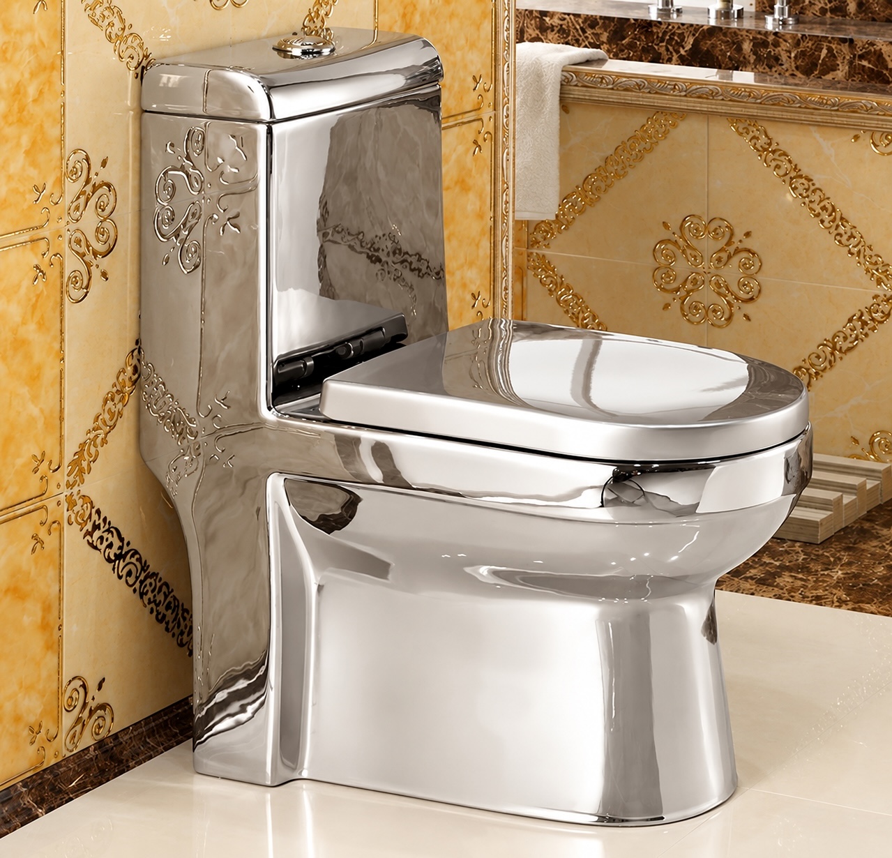 Silver Toilets - Deluxe Plain Silver Toilet Deluxe Plain Silver Toilet - Silver Toilets