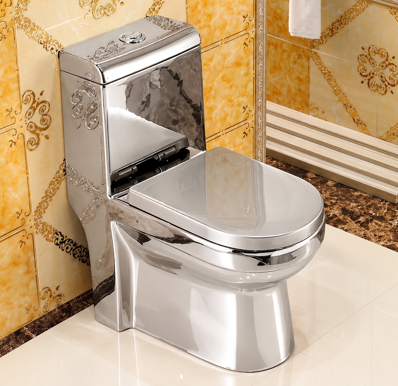Silver Toilets - Deluxe Plain Silver Toilet Deluxe Plain Silver Toilet - Silver Toilets