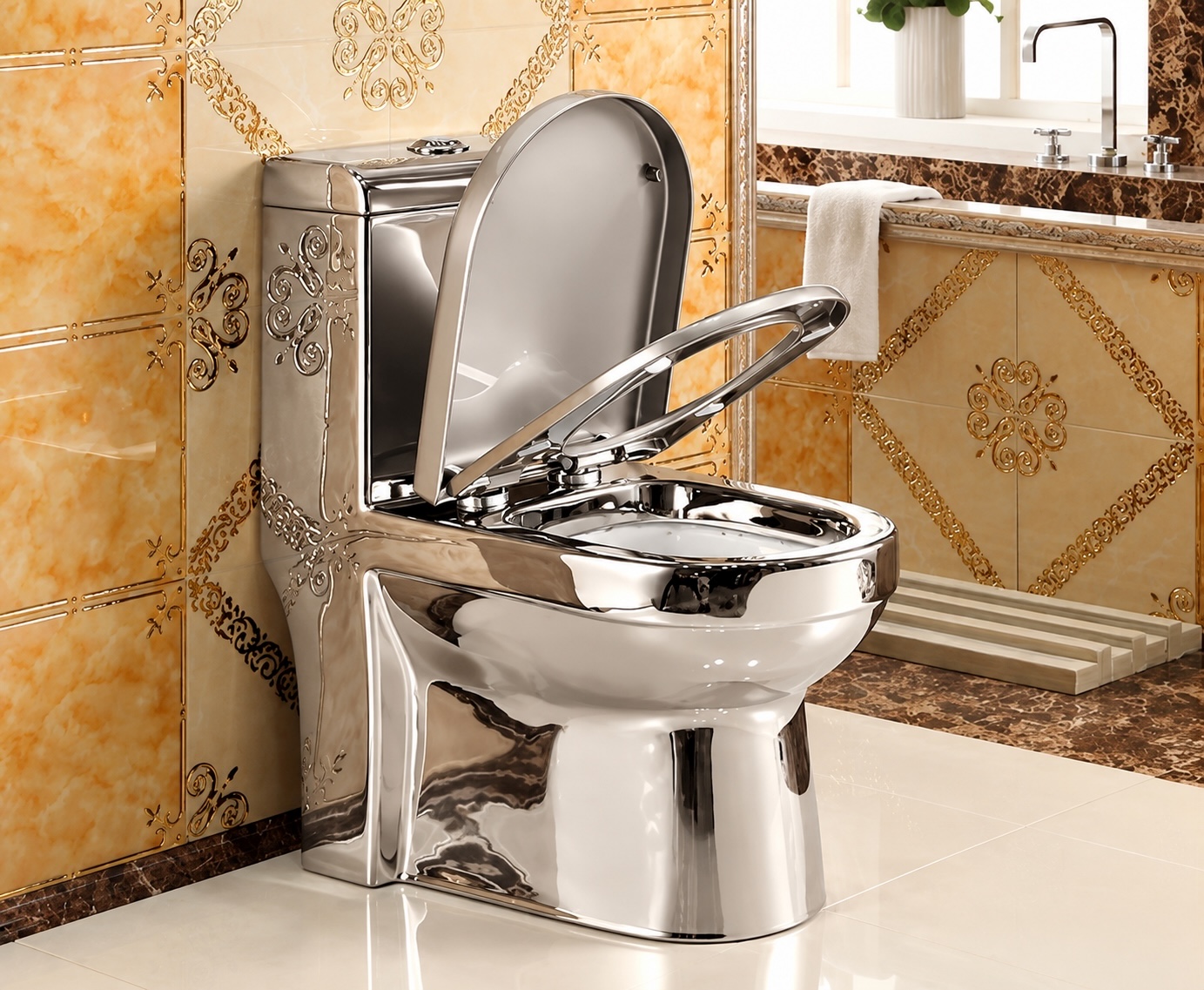 Silver Toilets - Deluxe Plain Silver Toilet Deluxe Plain Silver Toilet - Silver Toilets