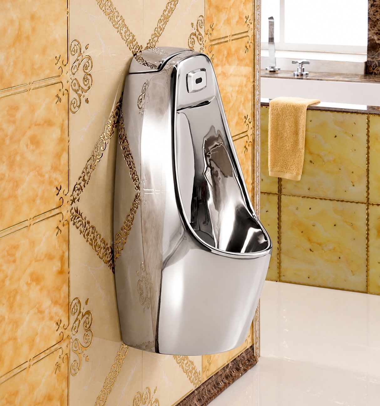 Luxury Wall Mounted Silver Urinal  -  Silver Urinals