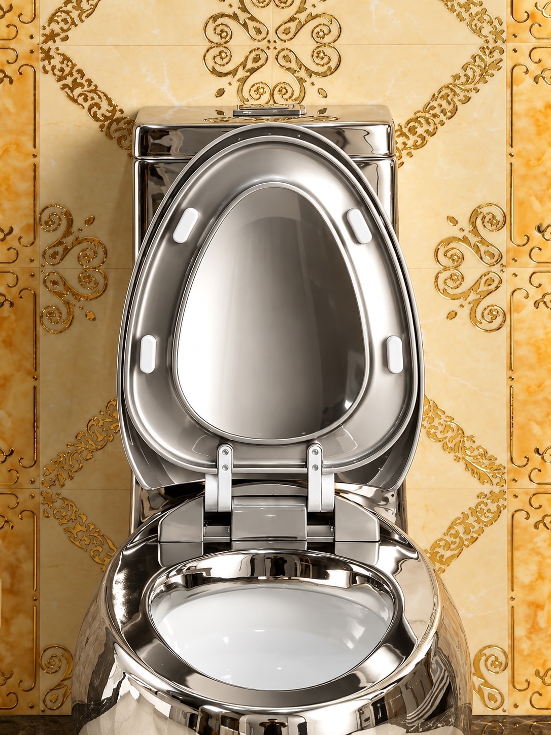 Oval Shaped Plain Silver Toilet  -  Silver Toilets