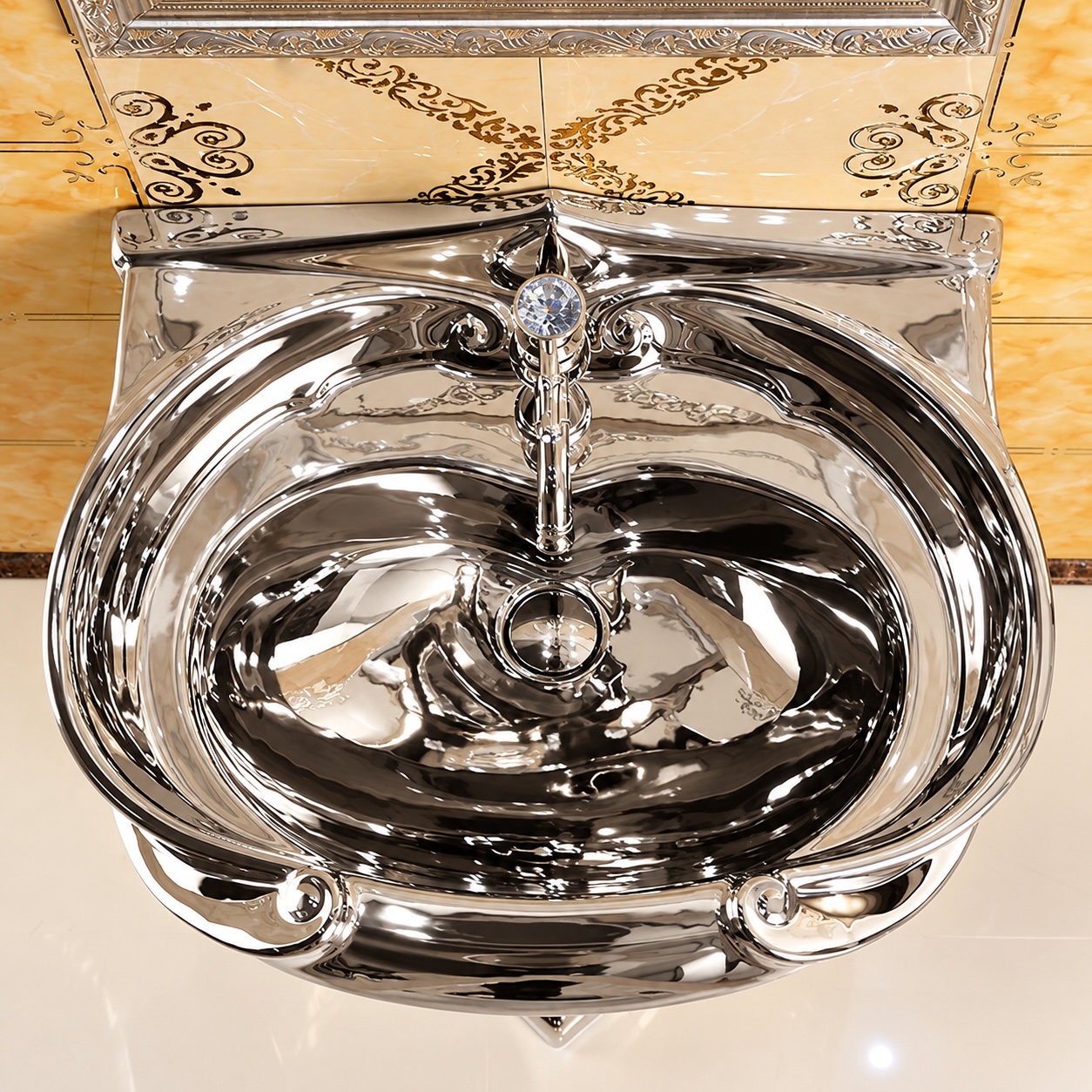 Royal Plain Silver Pedestal Basin  -  Silver Bathroom Basins / Sinks