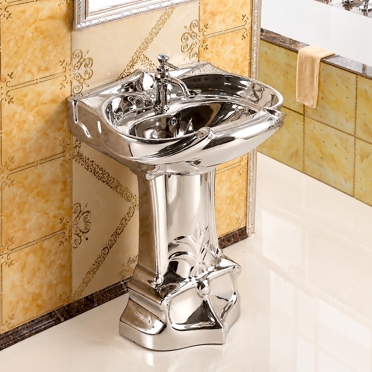 Royal Plain Silver Pedestal Basin  -  Silver Bathroom Basins / Sinks